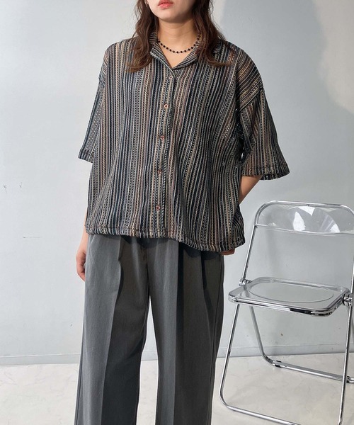 アズノウアズ セットアップ パンツスーツ シャツ 開襟 七分袖 パンツ グレー AS KNOW AS - アズノウアズ セットアップ パンツスーツ シャツ 開襟 七