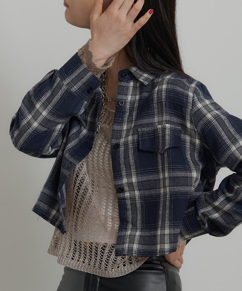 SEN TOKYO ブラウス シャツ ショート丈 チェック柄シャツ ジャケット