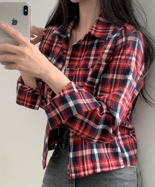 SEN TOKYO ブラウス シャツ ショート丈 チェック柄シャツ ジャケット