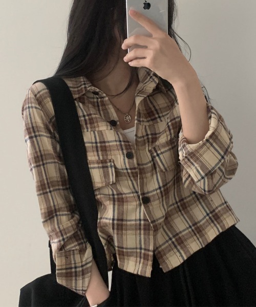 SEN TOKYO ブラウス シャツ ショート丈 チェック柄シャツ ジャケット