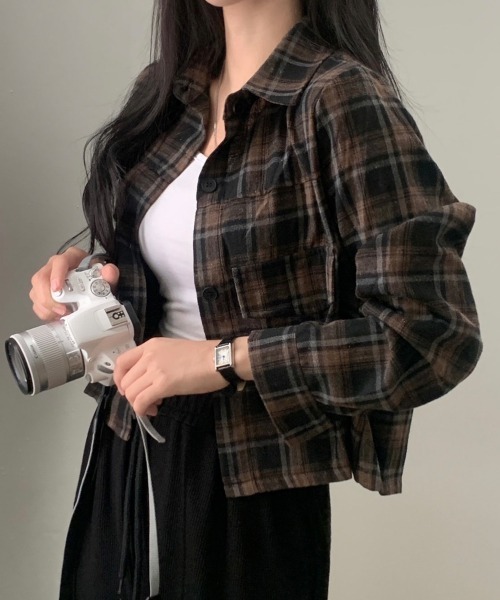 SEN TOKYO ブラウス シャツ ショート丈 チェック柄シャツ ジャケット SEN TOKYO ブラウス シャツ ショート丈 チェック柄シャツ ジャケット