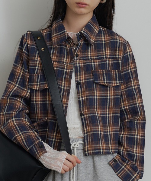 SEN TOKYO ブラウス シャツ ショート丈 チェック柄シャツ ジャケット