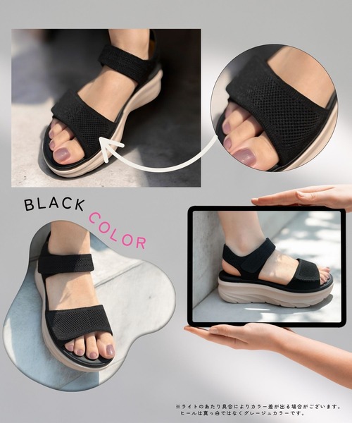 「Sugar Sugar」 フラットサンダル L ブラック レディース_画像8
