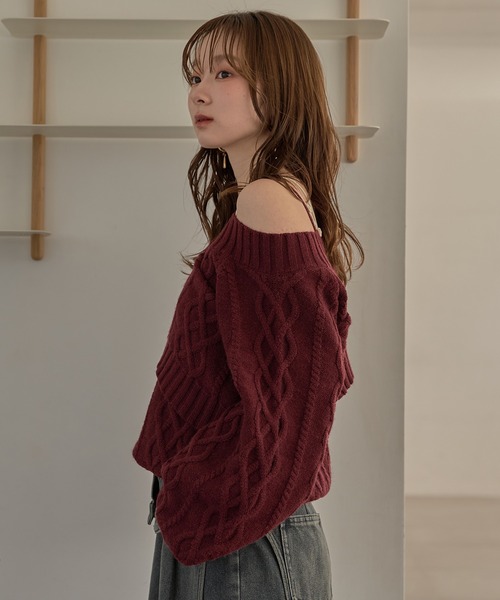mideal（マイディール） ニット セーター one shoulder cable knit