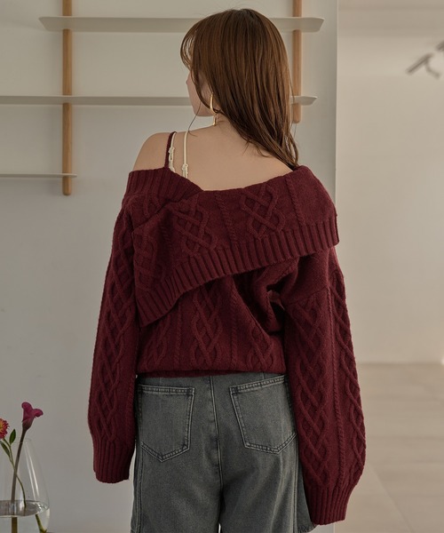 ニット/セーター ONE SHOULDER TOP MOUSSY（マウジー） ニット セーター ONE SHOULDER ニットトップス 冬