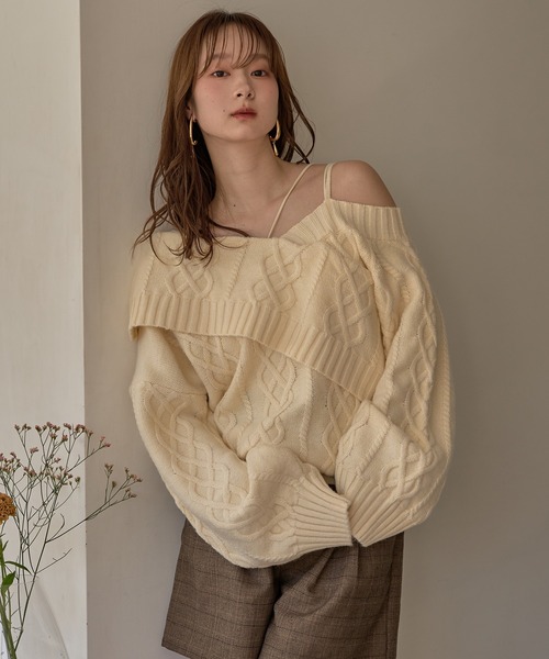 6 ROKU WOOL ONE SHOULDER ロク ワンショルダー ニット 6(ROKU)＞ワンショルダー ニット