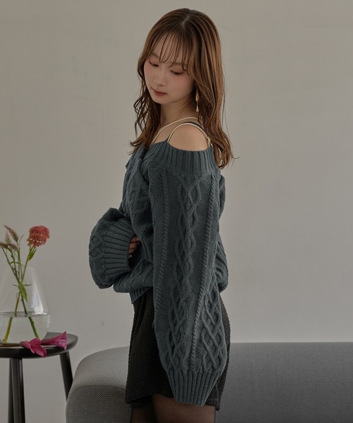 mideal(マイディール) ニット セーター one shoulder cable knit mideal(マイディール) ニット セーター one shoulder cable knit
