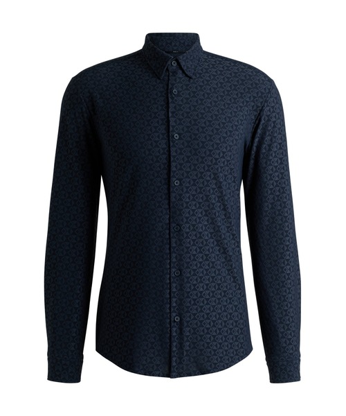 HUGO BOSS スリムフィット ブラックシャツ L BOSS（HUGO BOSS） シャツ スリムフィットシャツ パフォーマンス