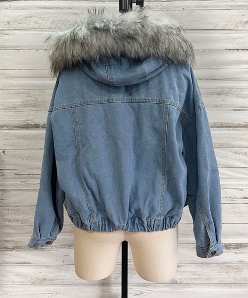 ☆ボブソン☆Gジャン デニムジャケット【XL】2way ラビットファー