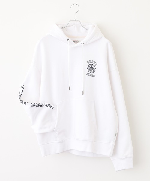 パーカー GUESS JEANS GJ HOOD OS PRINTED LOGO SWEAT ゲス プリント 