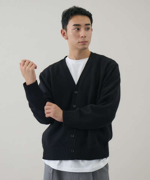 カーディガン 「kuros'オリジナル」ウールカシミヤ Vネックノーマル