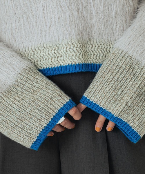 ROSE BUD（ローズバッド） ニット セーター CROPPED BLOKING KNIT