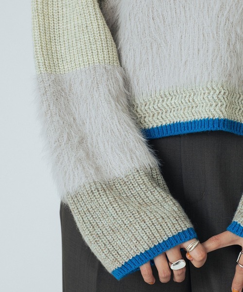 ニット+セーター ROSEBUD cropped broking knit ROSE BUD（ローズバッド） ニット セーター CROPPED BLOKING KNIT