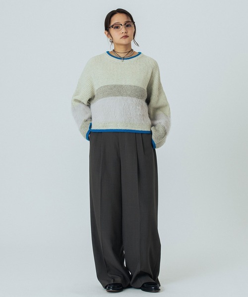 ニット+セーター ROSEBUD cropped broking knit ROSE BUD（ローズバッド） ニット セーター CROPPED BLOKING KNIT