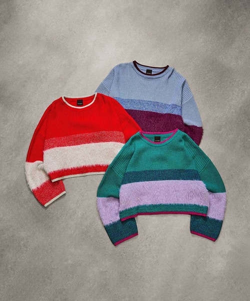 ニット+セーター ROSEBUD cropped broking knit ROSE BUD（ローズバッド） ニット セーター CROPPED BLOKING KNIT