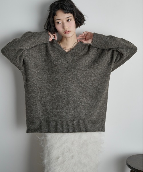 THE Yon ニット セーター Vネックルーズニットトップ レディース