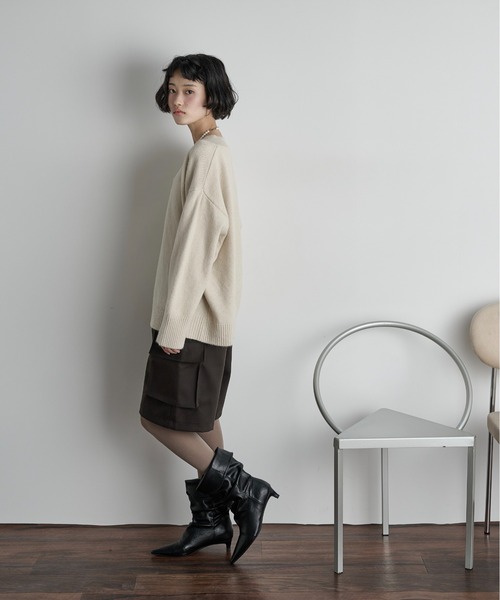 THE Yon ニット セーター Vネックルーズニットトップ レディース