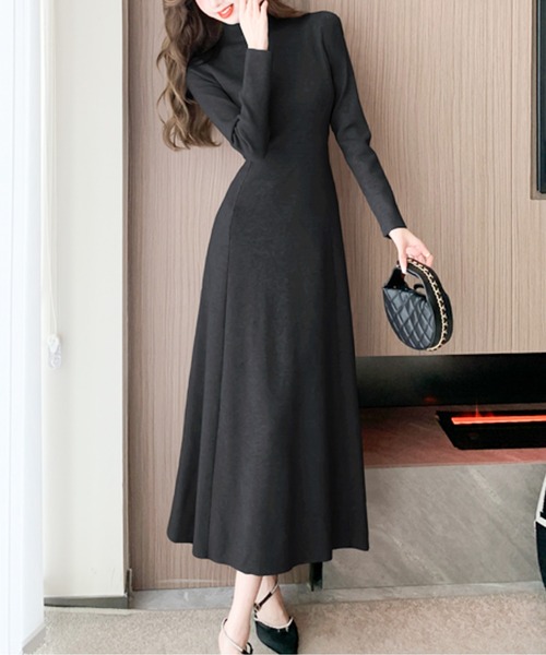 ワンピース ハイネックAラインニットロングワンピース : ZOZOTOWN