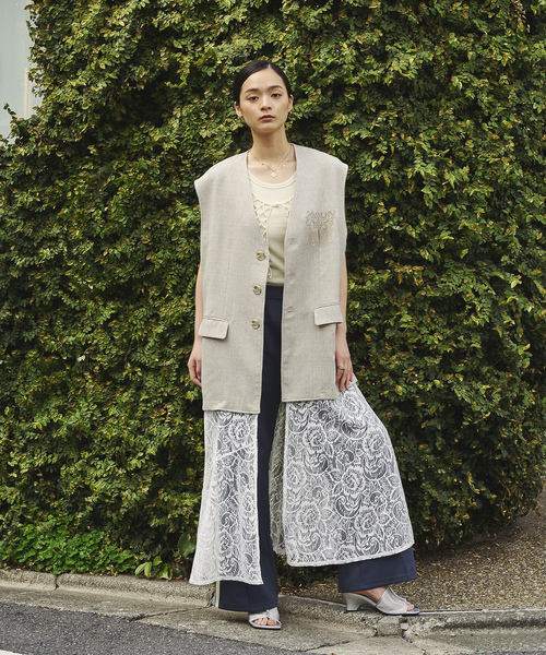 「OKIRAKU」 ベスト ONE SIZE ベージュ レディース_画像2