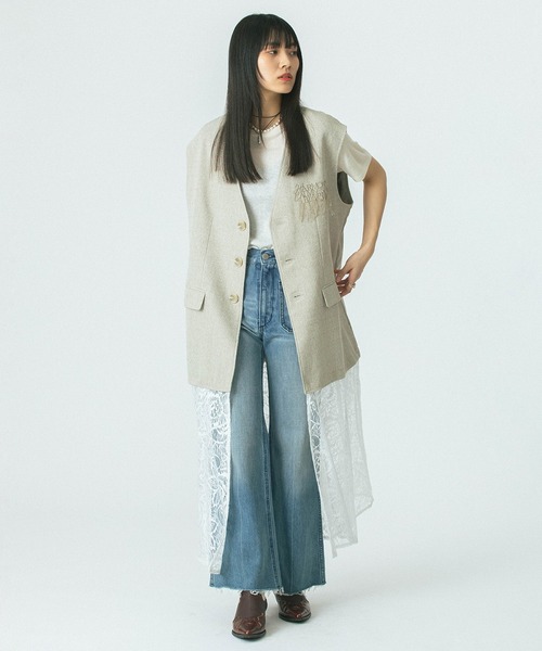 「OKIRAKU」 ベスト ONE SIZE ベージュ レディース_画像9