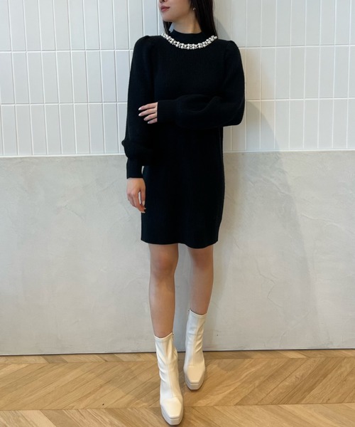 「EIMY ISTOIRE」 ニットワンピース FREE ブラック レディース_画像9