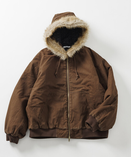 フェイクファーフードジャケット FREAK'S STORE/【ファー脱着可能】 2way フェイクファー ジップアップ