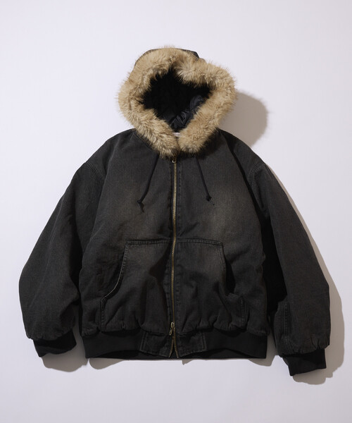 フェイクファーフードジャケット FREAK'S STORE/【ファー脱着可能】 2way フェイクファー ジップアップ