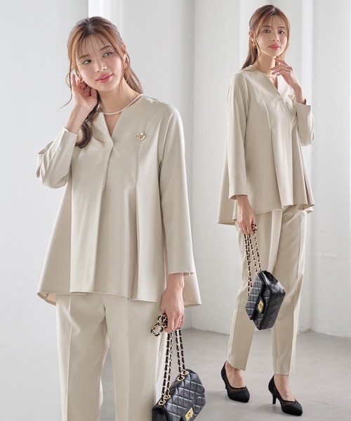 GeeRA（ジーラ） セットアップ 「2点セット」タックフレアーブラウス