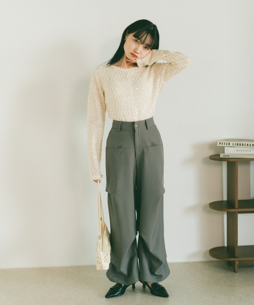 「VANNIE U」 スラックス L グレー レディース_画像3