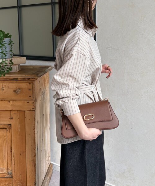 Thevon（ゼヴォン） ブラウス シャツ ウエストベルトストライプシャツ 