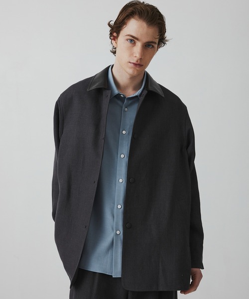 カバーオール 「数量限定残りわずか」FRENCH LINEN CANVAS WORK JACKET　｜春服/リネン/ムレ防止/通気性 メンズの画像