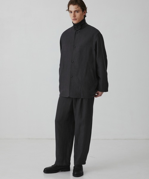 カバーオール 「数量限定残りわずか」FRENCH LINEN CANVAS WORK JACKET　｜春服/リネン/ムレ防止/通気性 メンズの画像