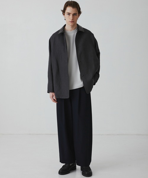 カバーオール 「数量限定残りわずか」FRENCH LINEN CANVAS WORK JACKET　｜春服/リネン/ムレ防止/通気性 メンズの画像