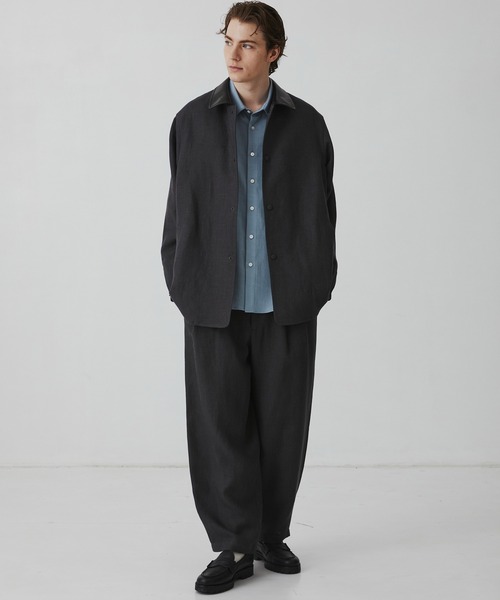 カバーオール 「数量限定残りわずか」FRENCH LINEN CANVAS WORK JACKET　｜春服/リネン/ムレ防止/通気性 メンズの画像