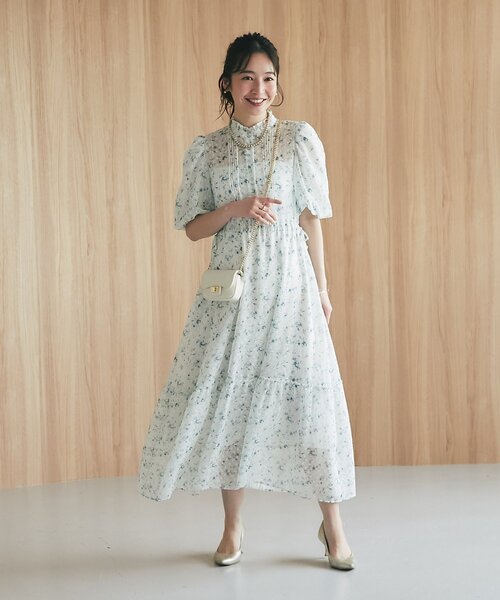 La boutique BonBon フラワープリントバルーンスリーブワンピース La boutique Bonbon（ラブティックボンボン） ワンピース 「愛され