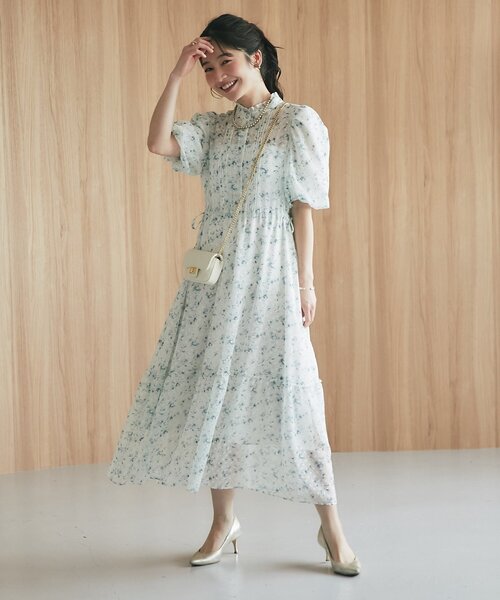 La boutique BonBon フラワープリントバルーンスリーブワンピース La boutique Bonbon（ラブティックボンボン） ワンピース 「愛され