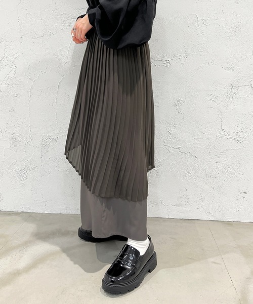 「apres jour mignon」 プリーツスカート MEDIUM グレー レディース_画像4