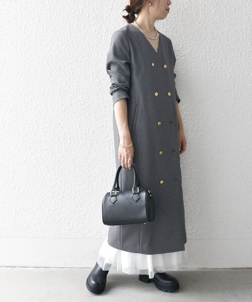 「SHIPS any」 長袖ワンピース ONE SIZE ネイビー レディース_5