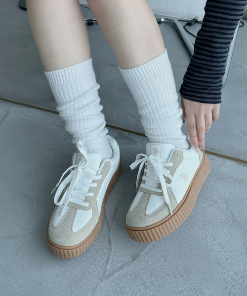 「U.S. POLO ASSN.」 ローカットスニーカー 27cm ホワイト×グレー レディース_画像5