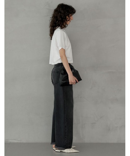 ジーンズ デニム デニムパンツ 「低身長/高身長サイズ有」2WAYウエスト折り返しコットンデニムカーブパンツ レディースの画像