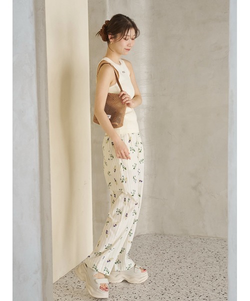 emmi ワイドパンツ パンツ 「emmi×NYBG」ストライプリラックスパンツ