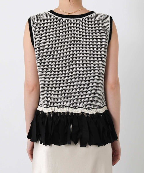CHIGNON（シニヨン） ニット セーター フリンジジャガードノースリーブ