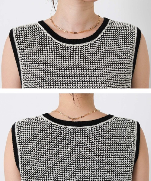 CHIGNON（シニヨン） ニット セーター フリンジジャガードノースリーブ 