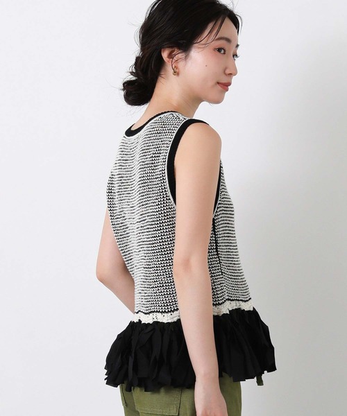 CHIGNON（シニヨン） ニット セーター フリンジジャガードノースリーブ 