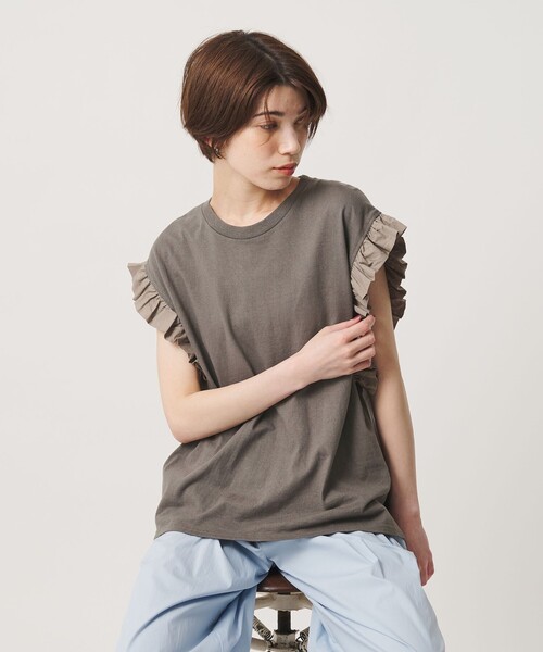 dahl'ia ダリア フロントフリル ショートスリーブ Tシャツ dahl'ia（ダリア） tシャツ 半袖 「WEB限定」「dahl'ia」フリル