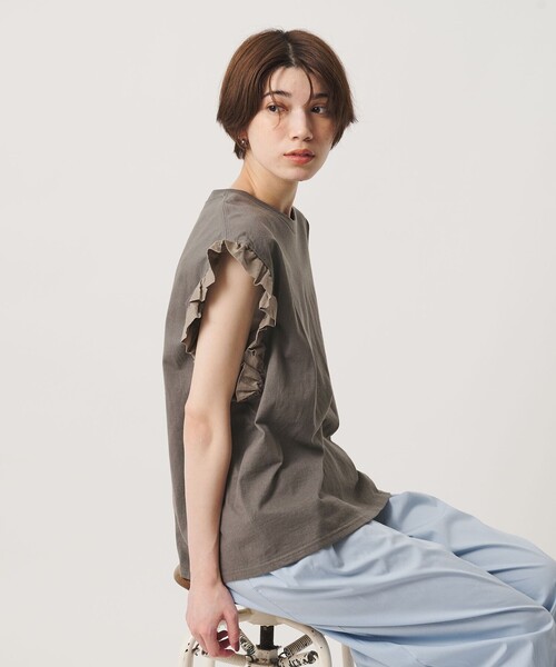 dahl'ia ダリア フロントフリル ショートスリーブ Tシャツ dahl'ia（ダリア） tシャツ 半袖 「WEB限定」「dahl'ia」フリル