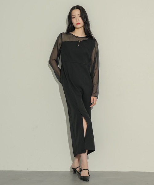 「NEUNA」 長袖ワンピース LARGE ブラック レディース_画像2
