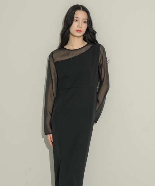 「NEUNA」 長袖ワンピース LARGE ブラック レディース_画像4