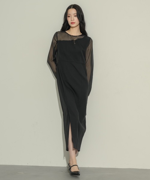 「NEUNA」 長袖ワンピース LARGE ブラック レディース_画像5