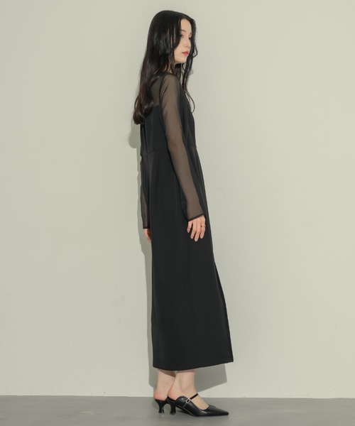 「NEUNA」 長袖ワンピース LARGE ブラック レディース_画像6